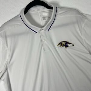Nike Baltimore Ravens Polo Shirt XL White Purple Dri-FIT NFL Sideline Coaching